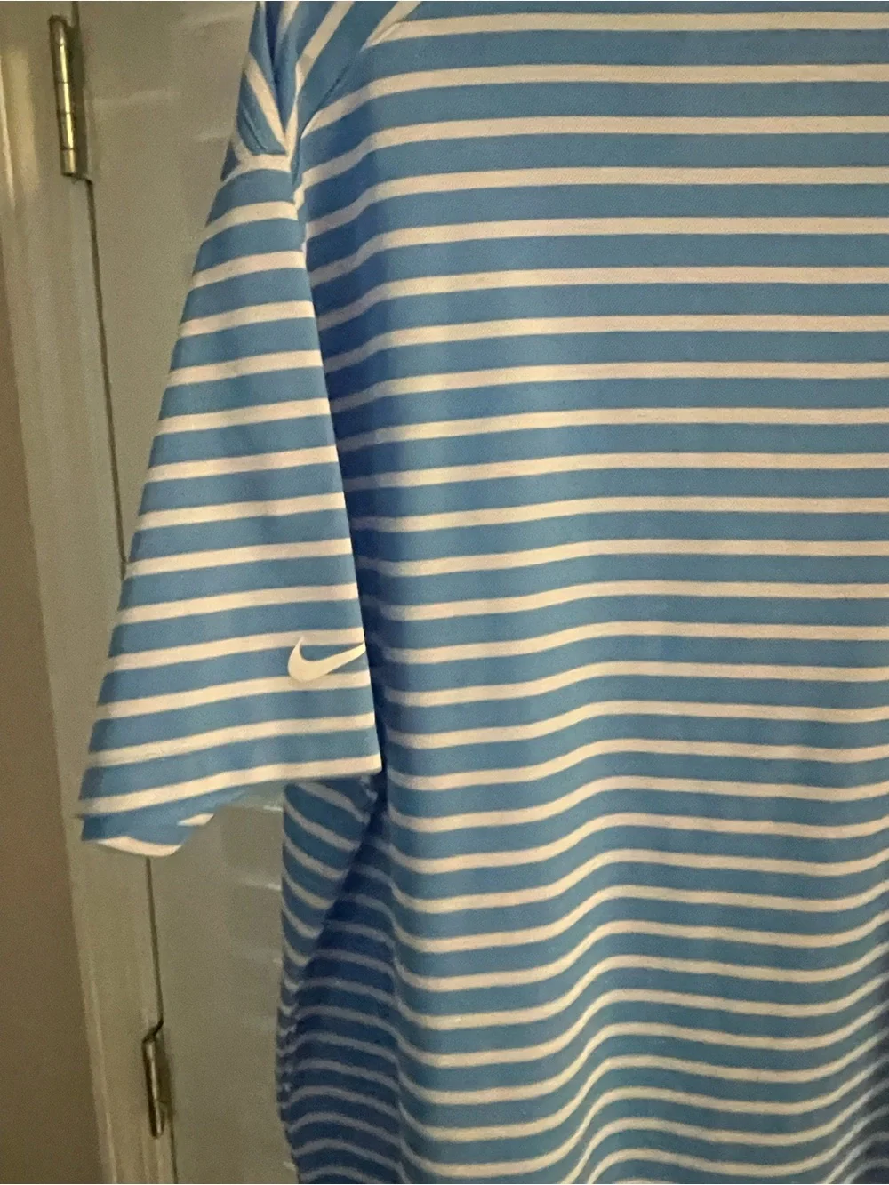 Nike Men’s Light Blue & White Striped Polo Shirt Dri fit size XXL